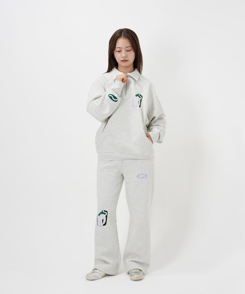 "CAT"＆"DOG" Hiroki Nishiyama 裏起毛ラグランハーフジップスウェット