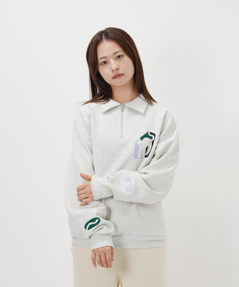 "CAT"＆"DOG" Hiroki Nishiyama 裏起毛ラグランハーフジップスウェット