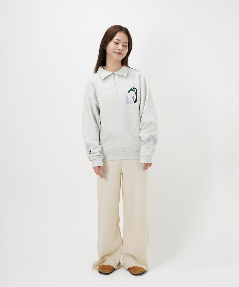 "CAT"＆"DOG" Hiroki Nishiyama 裏起毛ラグランハーフジップスウェット