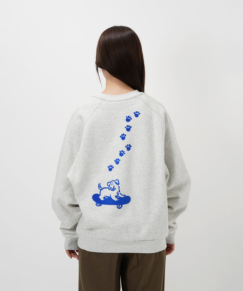 "CAT"＆"DOG" Midori Nakajima 裏起毛ラグランクルースウェット