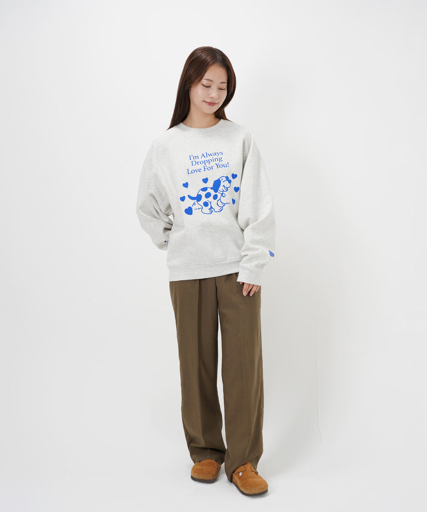 "CAT"＆"DOG" Midori Nakajima 裏起毛ラグランクルースウェット