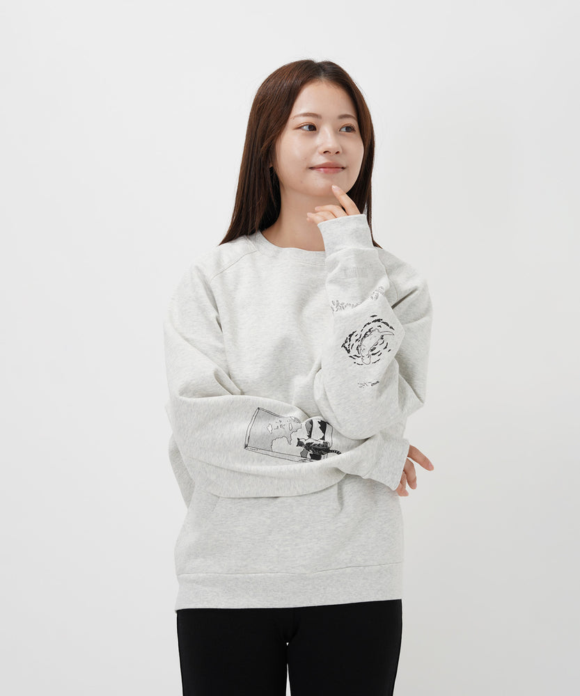 "CAT"＆"DOG" Tsuguya Ishii 裏起毛ラグランクルースウェット