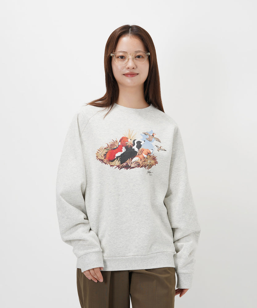 "CAT"＆"DOG" Hirochika Machida 裏起毛ラグランクルースウェット