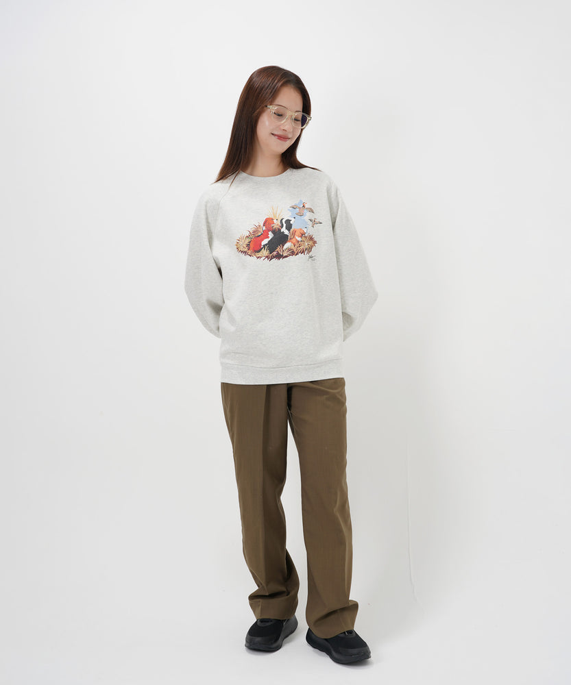 "CAT"＆"DOG" Hirochika Machida 裏起毛ラグランクルースウェット