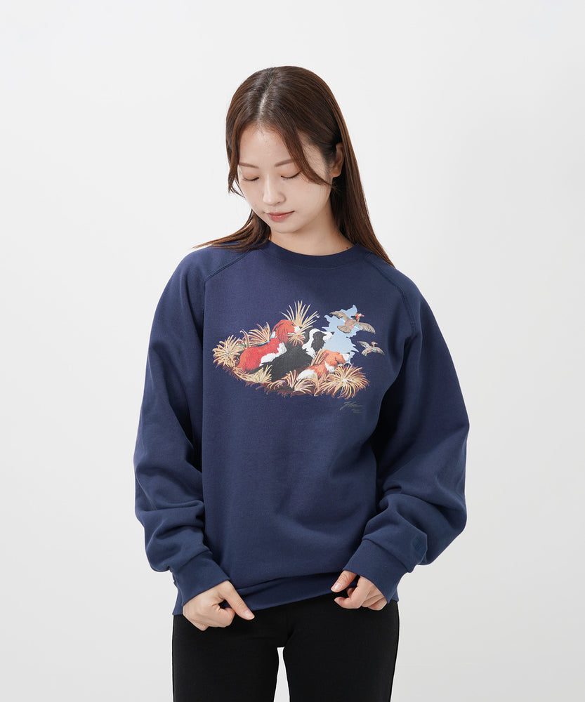 "CAT"＆"DOG" Hirochika Machida 裏起毛ラグランクルースウェット