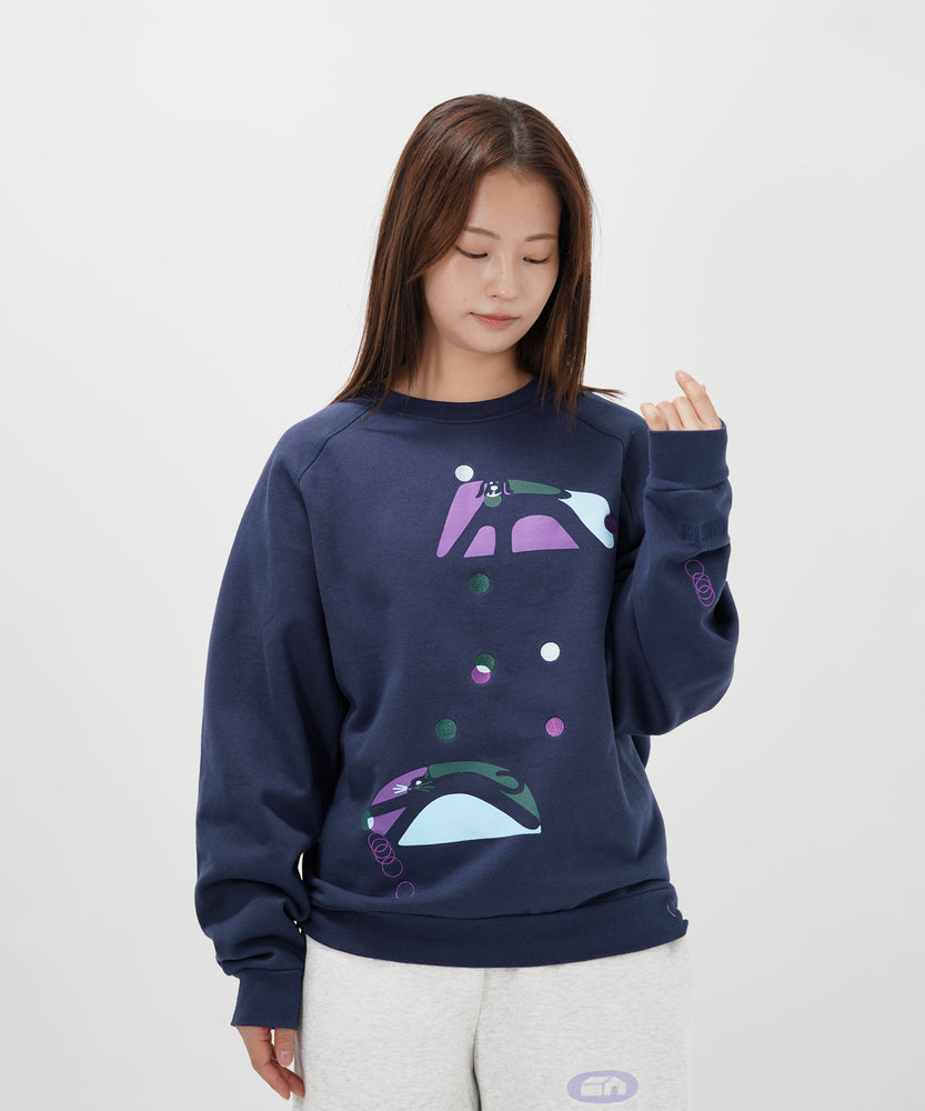 "CAT"＆"DOG" Hiroki Nishiyama 裏起毛ラグランクルースウェット