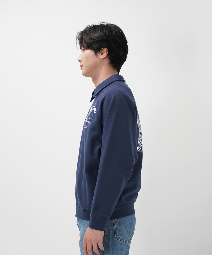 "CAT"＆"DOG" Tsuguya Ishii  裏起毛ラグランハーフジップスウェット