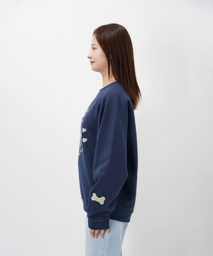 "CAT"＆"DOG" Midori Nakajima 裏起毛ラグランクルースウェット