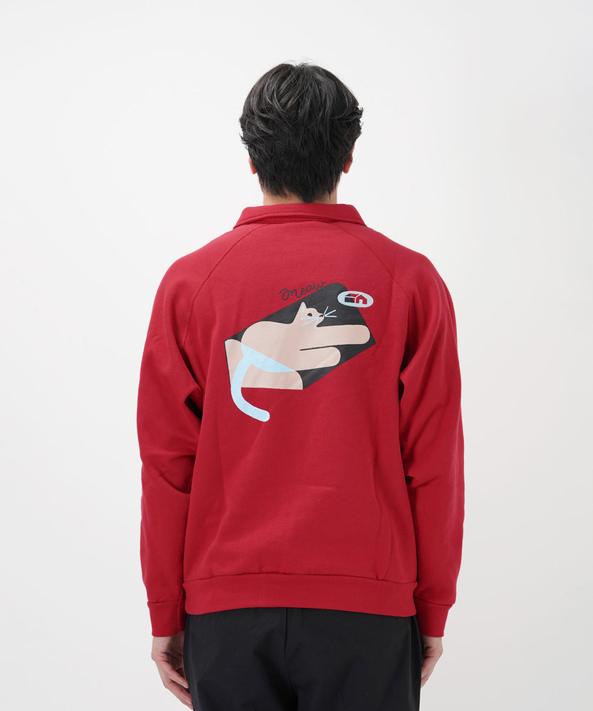 "CAT"＆"DOG" Hiroki Nishiyama 裏起毛ラグランハーフジップスウェット