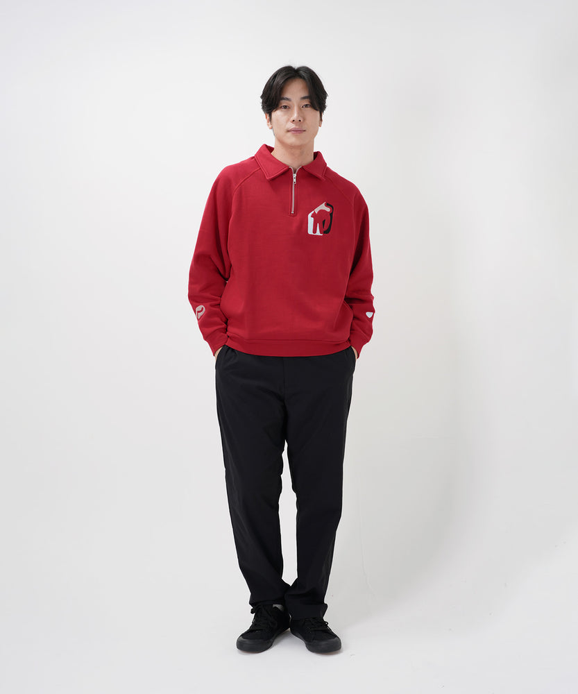 "CAT"＆"DOG" Hiroki Nishiyama 裏起毛ラグランハーフジップスウェット