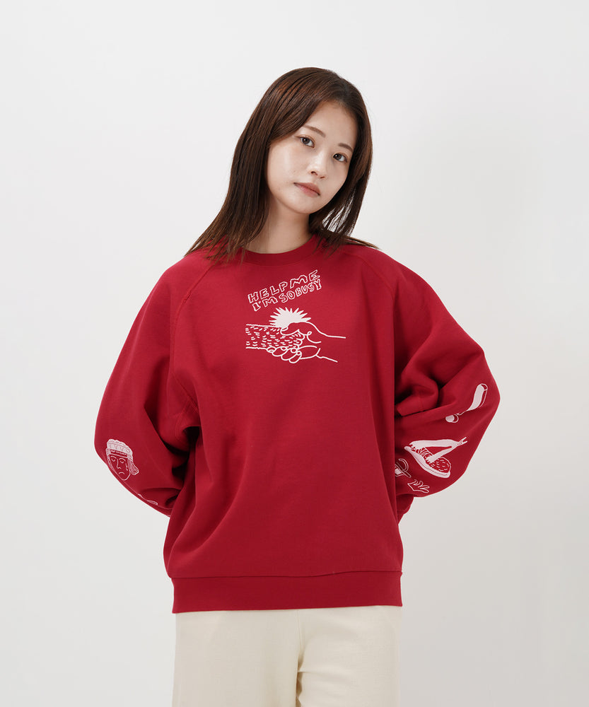 "CAT"＆"DOG" norahi 裏起毛ラグランクルースウェット