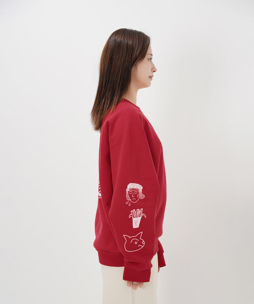 "CAT"＆"DOG" norahi 裏起毛ラグランクルースウェット