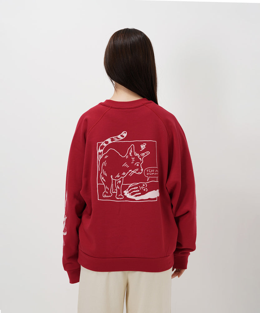 "CAT"＆"DOG" norahi 裏起毛ラグランクルースウェット