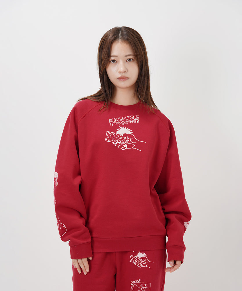 "CAT"＆"DOG" norahi 裏起毛ラグランクルースウェット