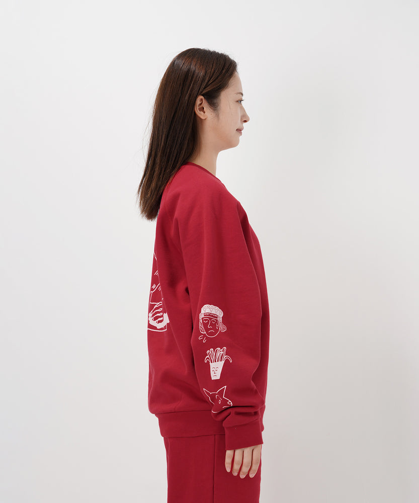 "CAT"＆"DOG" norahi 裏起毛ラグランクルースウェット