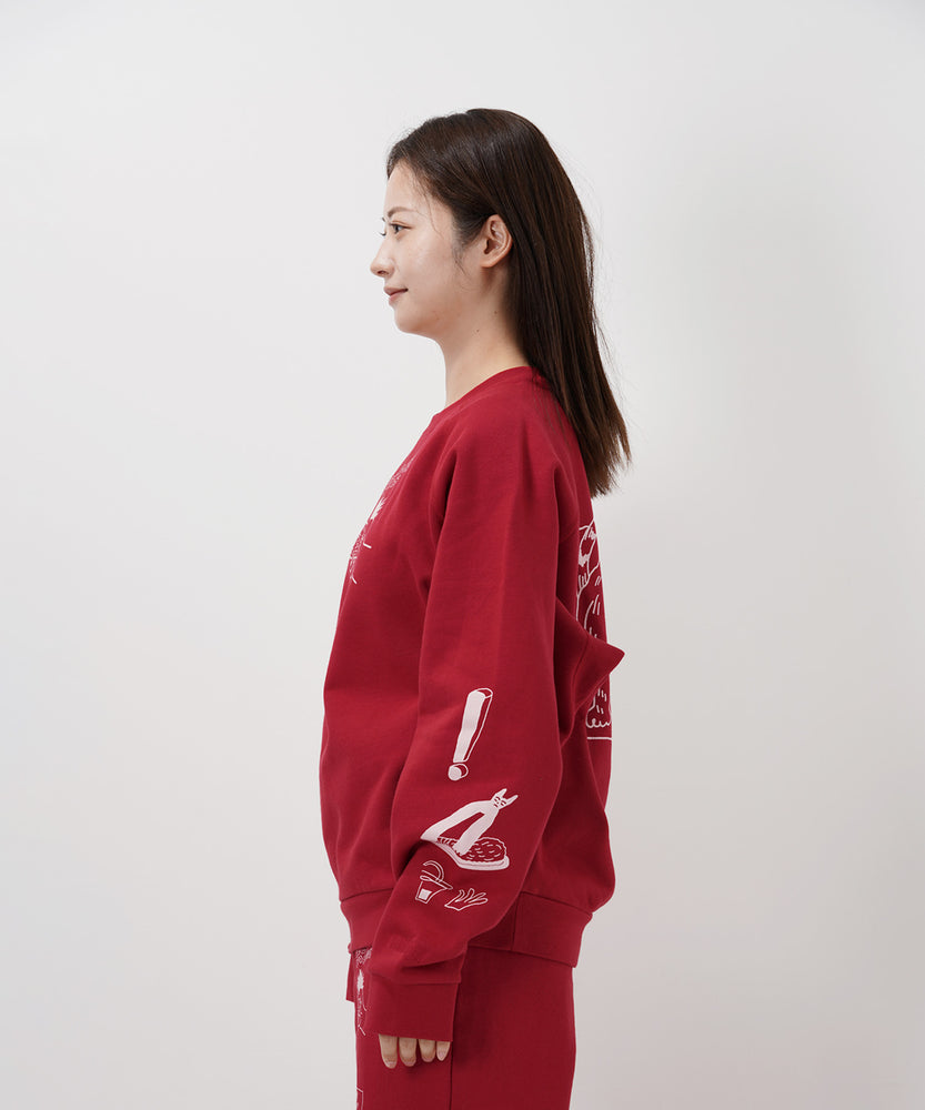 "CAT"＆"DOG" norahi 裏起毛ラグランクルースウェット