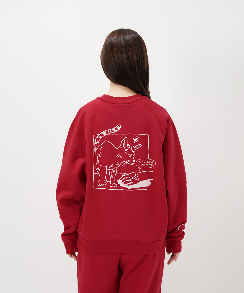 "CAT"＆"DOG" norahi 裏起毛ラグランクルースウェット