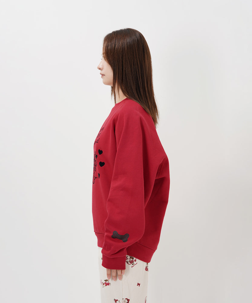 "CAT"＆"DOG" Midori Nakajima 裏起毛ラグランクルースウェット