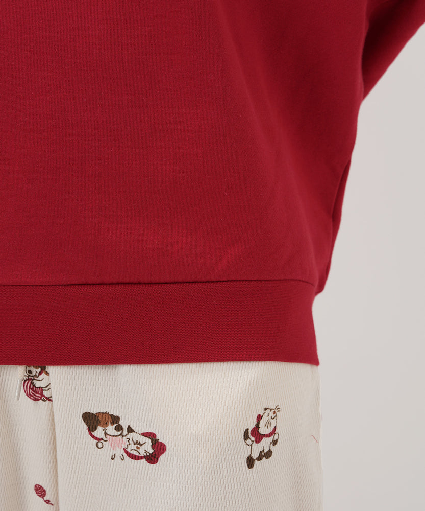 "CAT"＆"DOG" Midori Nakajima 裏起毛ラグランクルースウェット