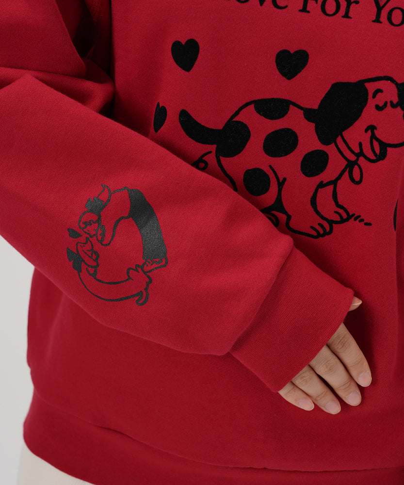 "CAT"＆"DOG" Midori Nakajima 裏起毛ラグランクルースウェット